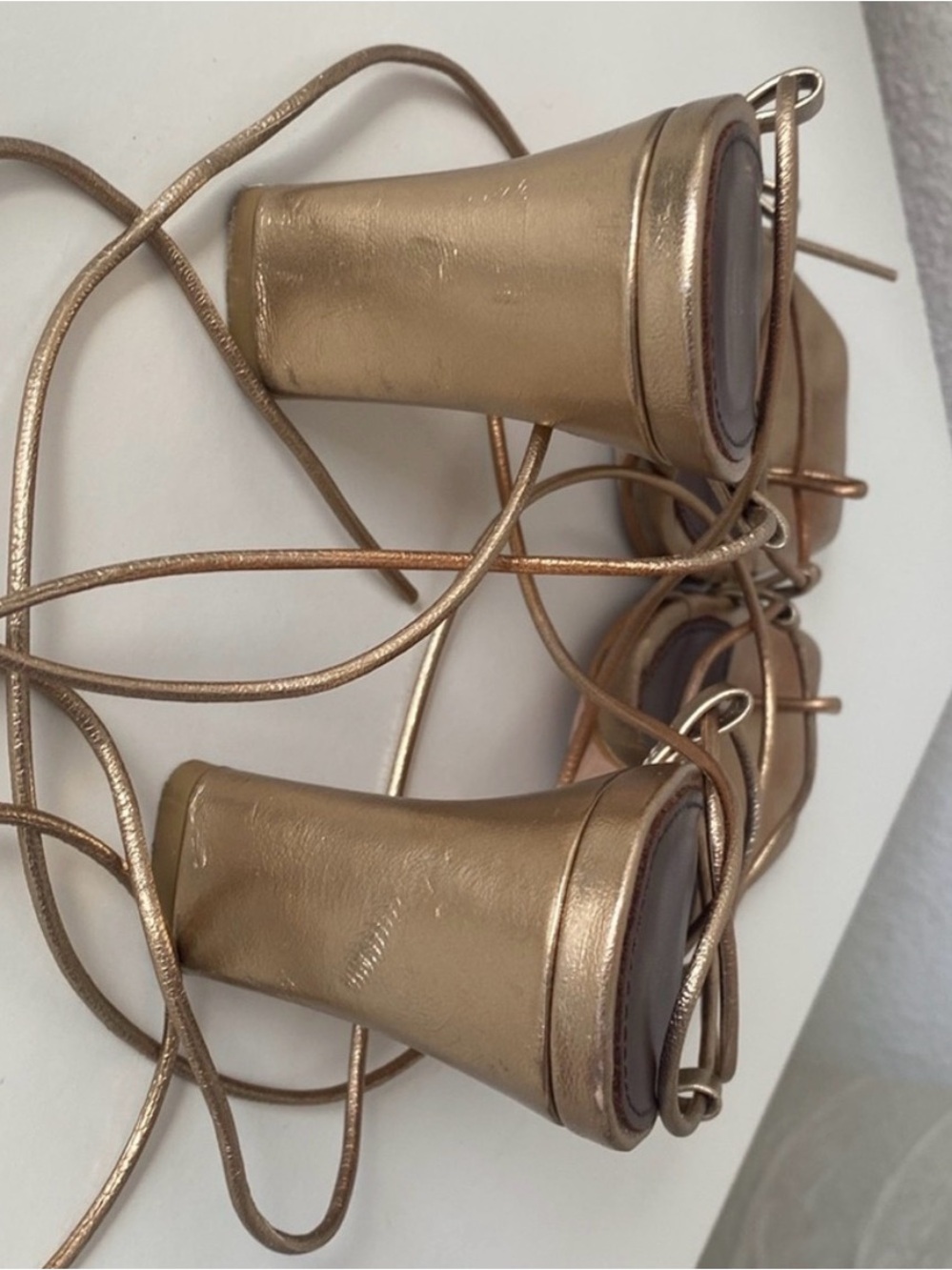 ALOHAS Metallic Bronze Bellini Lace Up Heels - Picture 3 of 7